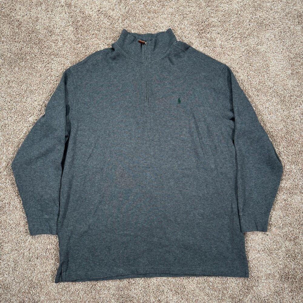 Polo Ralph Lauren 1/4 Zip Pullover Mens 3XLT Pony Logo Cotton Gray Sweater
